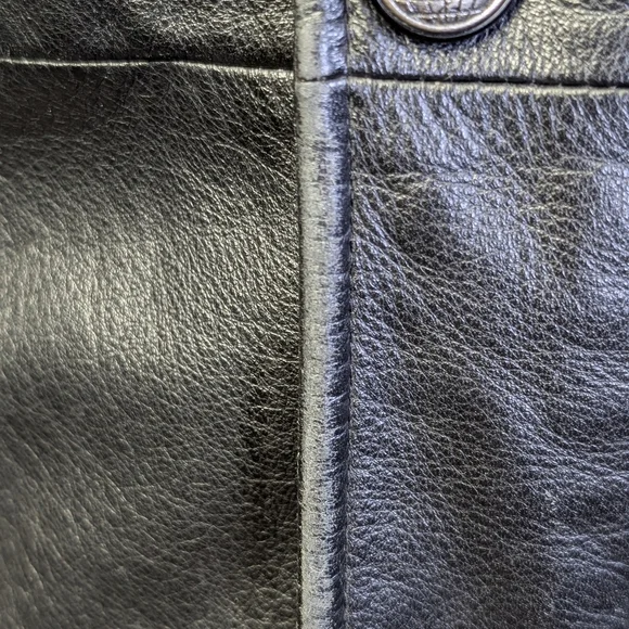 Danier Black Leather Car Coat – Tagged Men’s M – Oversized Minimalist 90s - Picture 10 of 10